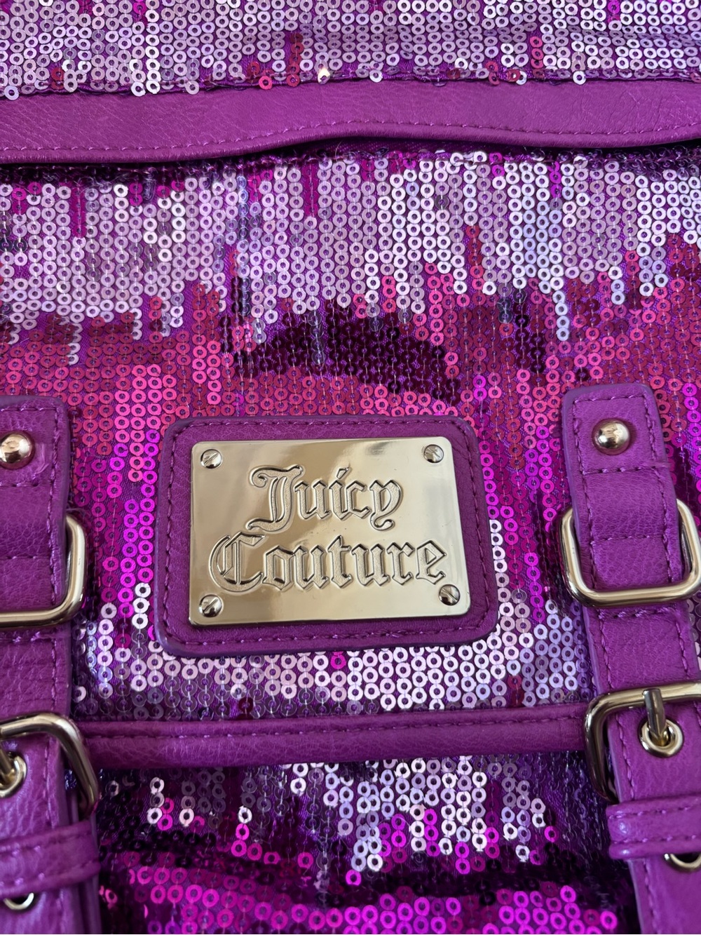 Juicy Couture Purple Sequin Backpack with Gold Plaque - Picture 4 of 5